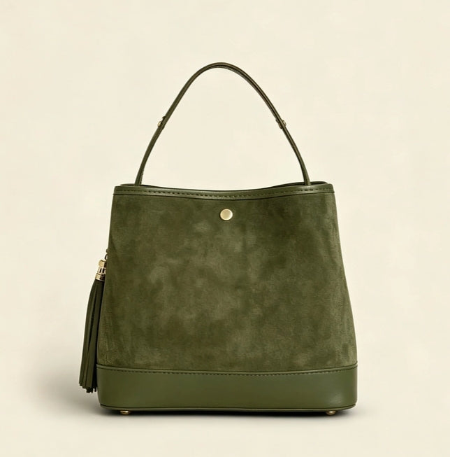 LARGE SUEDE BUCKET BAG