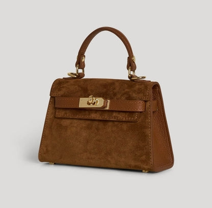 GENUINE SUEDE HANDBAG W/ ADJUSTABLE STRAP