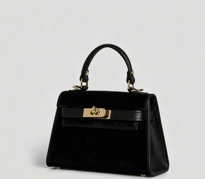 GENUINE SUEDE HANDBAG W/ ADJUSTABLE STRAP