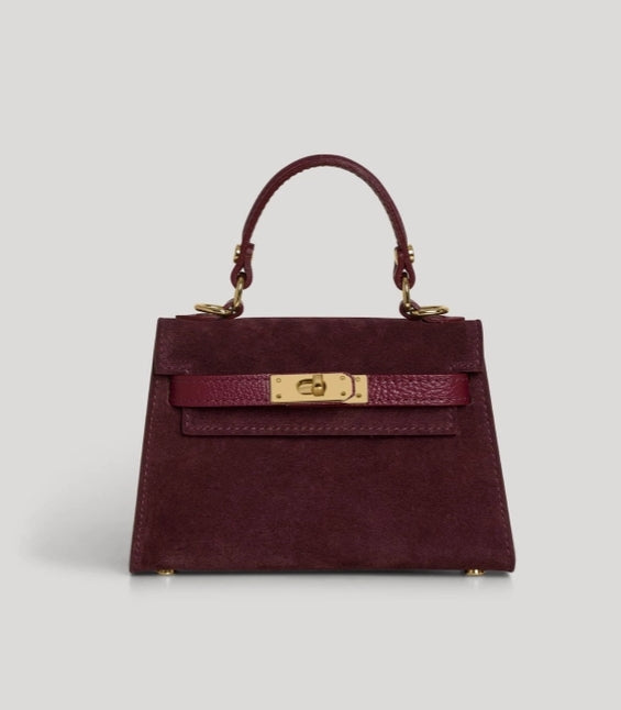 GENUINE SUEDE HANDBAG W/ ADJUSTABLE STRAP
