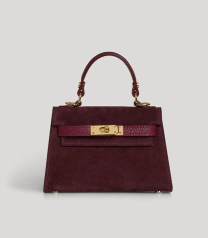 GENUINE SUEDE HANDBAG W/ ADJUSTABLE STRAP