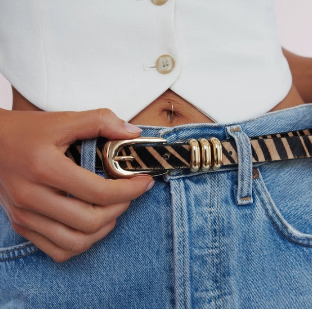 TIGER PRINT SKINNY BELT