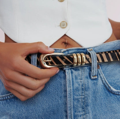 TIGER PRINT SKINNY BELT