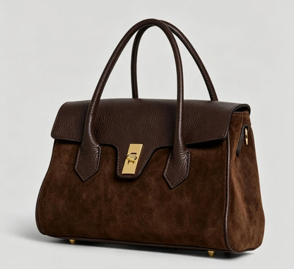GENUINE LEATHER BAG WITH SUEDE DETAILS
