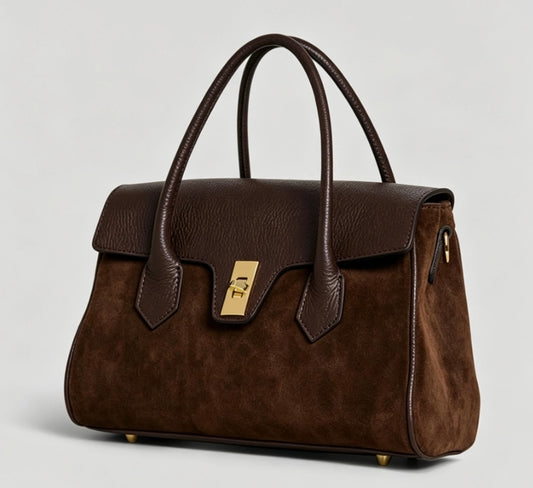 GENUINE LEATHER BAG WITH SUEDE DETAILS