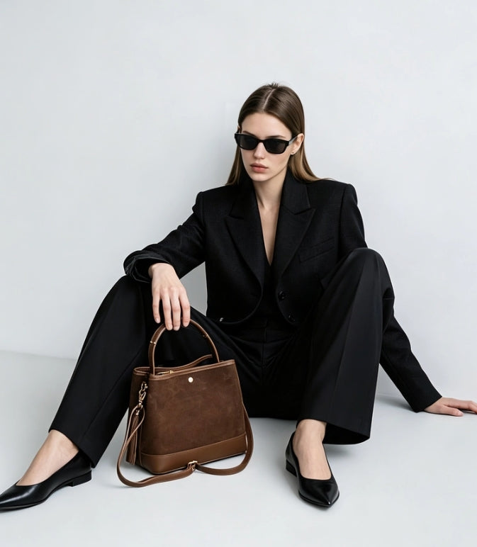 LARGE SUEDE BUCKET BAG
