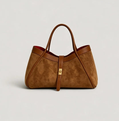 MEDIUM SUEDE BAG IN REAL LEATHER