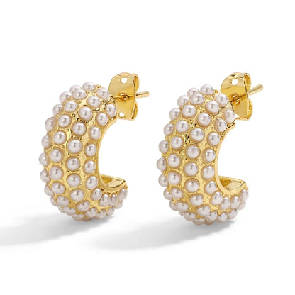 STUDDED PEARL HOOP