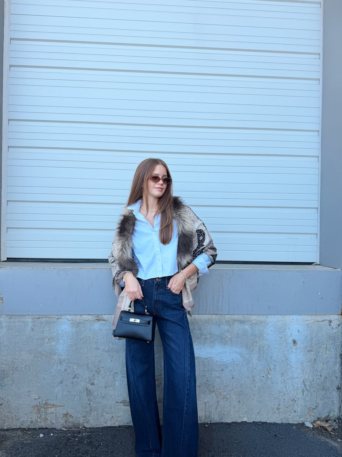 BOTANICAL FUR REVERSIBLE SCARF
