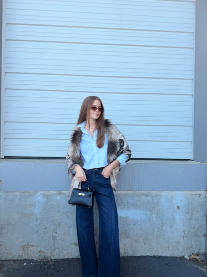 BOTANICAL FUR REVERSIBLE SCARF