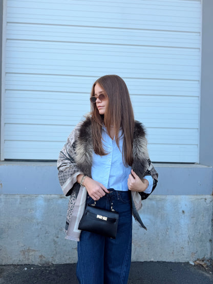 BOTANICAL FUR REVERSIBLE SCARF