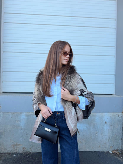 BOTANICAL FUR REVERSIBLE SCARF