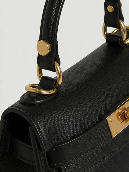 GENUINE SAFFIANO LEATHER HANDBAG WITH STRAP