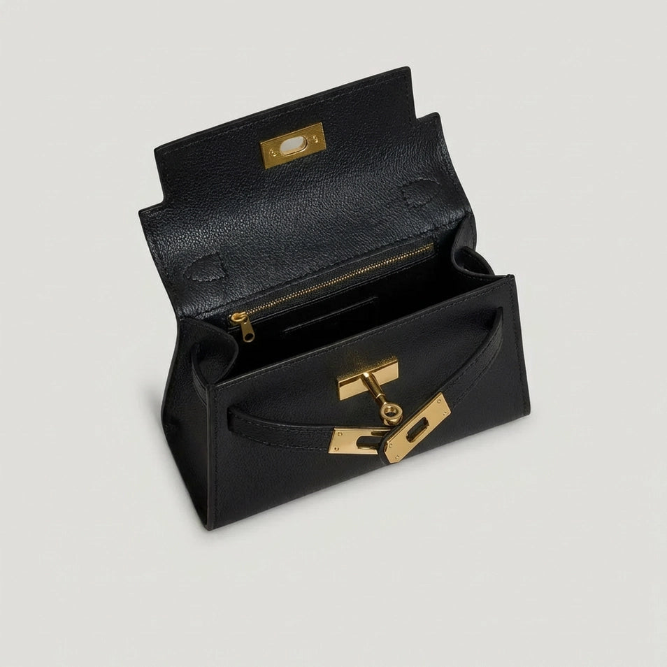 GENUINE SAFFIANO LEATHER HANDBAG WITH STRAP
