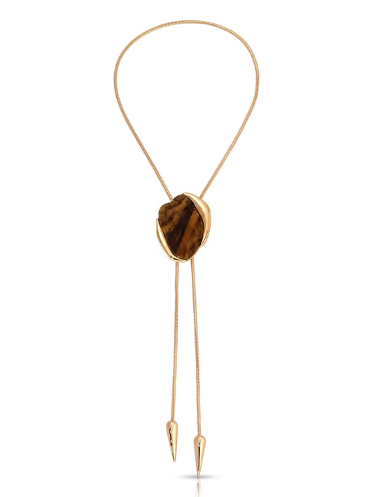 TIGER'S EYE STATEMENT BOLO NECKLACE