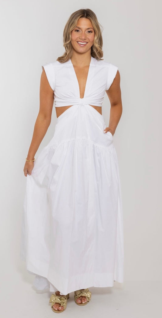 POPLIN KNOT CUT OUT DRESS